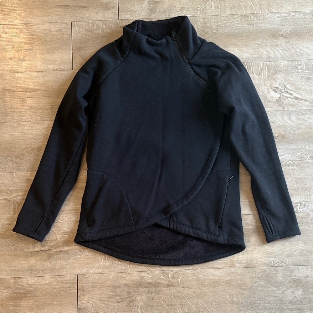 Athleta Cowl Neck Black Sweater Size XS 19 PTP
